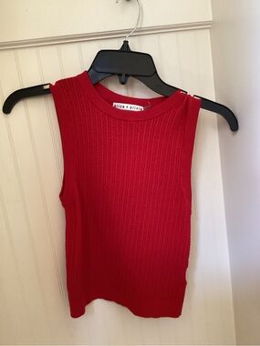 Alice + Olivia Bright Red Ribbed Tank Top